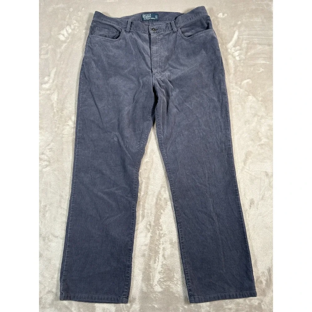 VTG 90s Polo Ralph Lauren Pants Mens 38x30 Blue Corduroy Classic Chino 5-Pocket